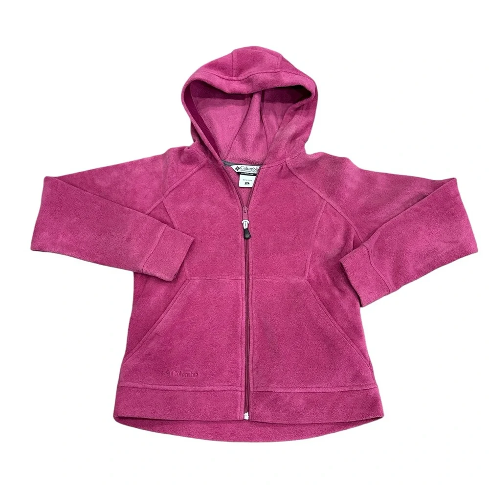 Columbia Girls Kids Youth Medium Full Zip Fleece Jacket Hoodie Kangaroo Pocket
